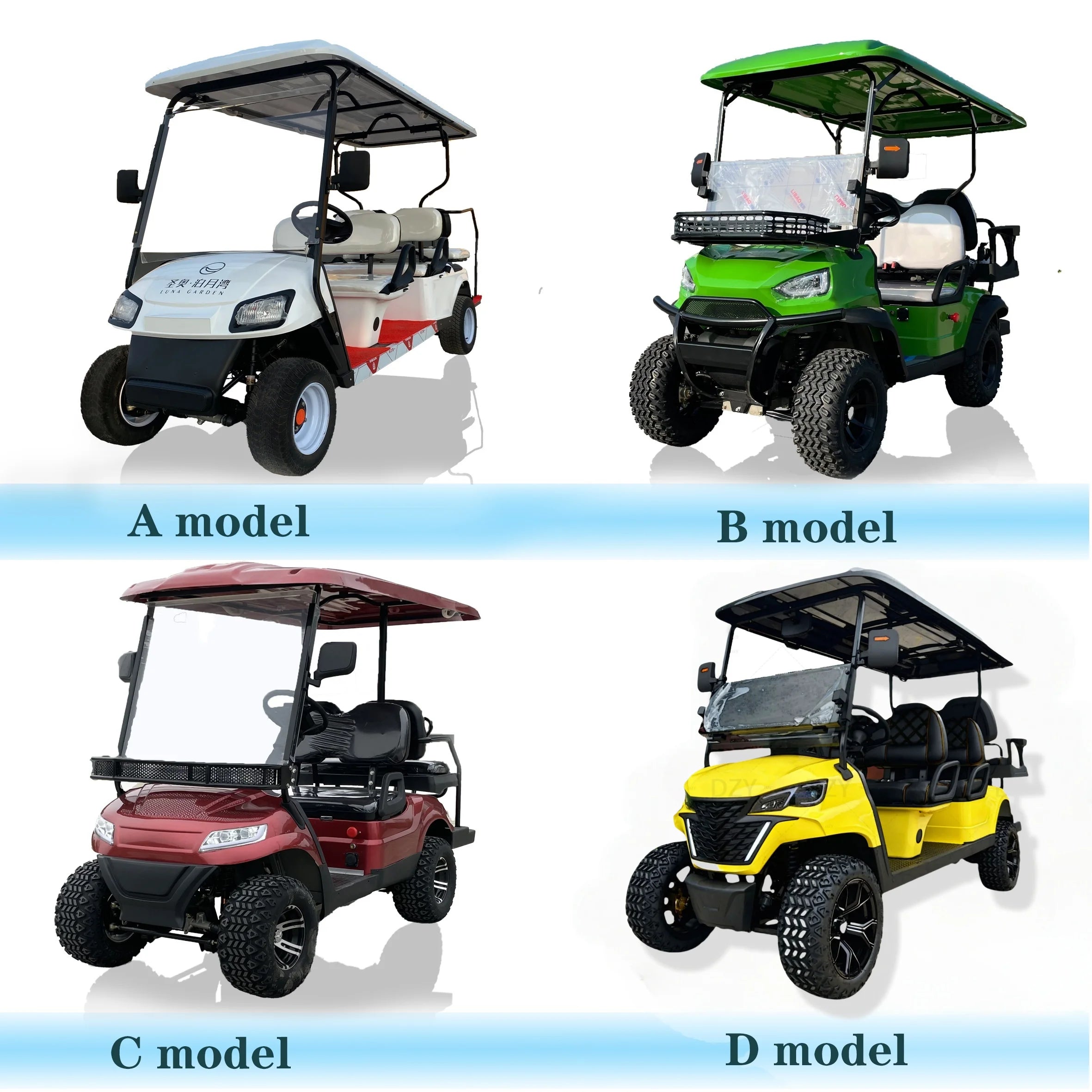Energy Saving Effect of Manufacturer's 4+2 Seat Electric off-Road Vehicle, Four-Wheel Golf Cart    Truck with a trailer attached