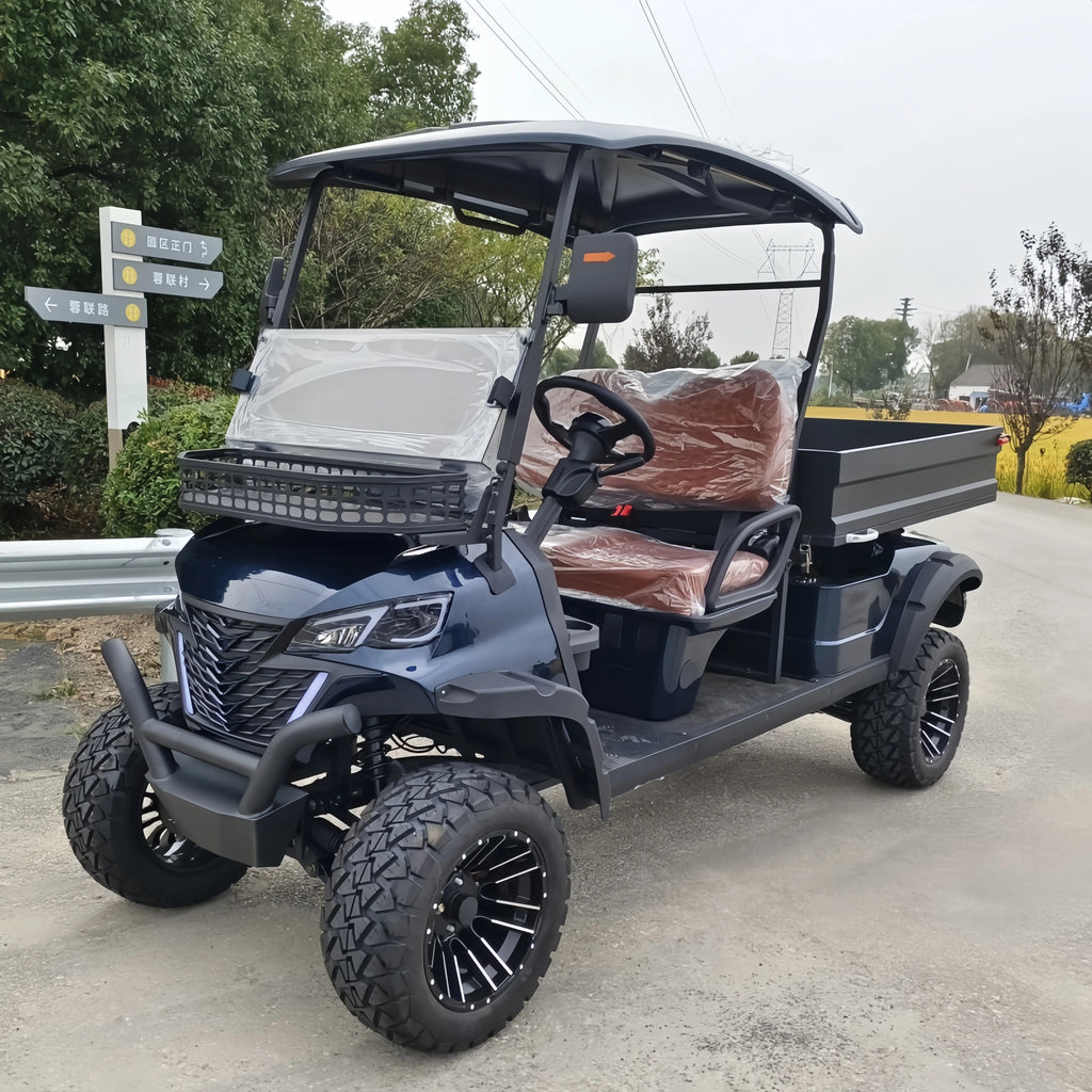 Energy Saving Effect of Manufacturer's 4+2 Seat Electric off-Road Vehicle, Four-Wheel Golf Cart    Truck with a trailer attached