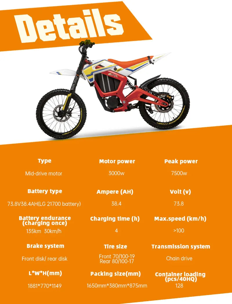 Cheap 72v 3000W 38.4A 100km/h Adult Electric Buggy Motocross