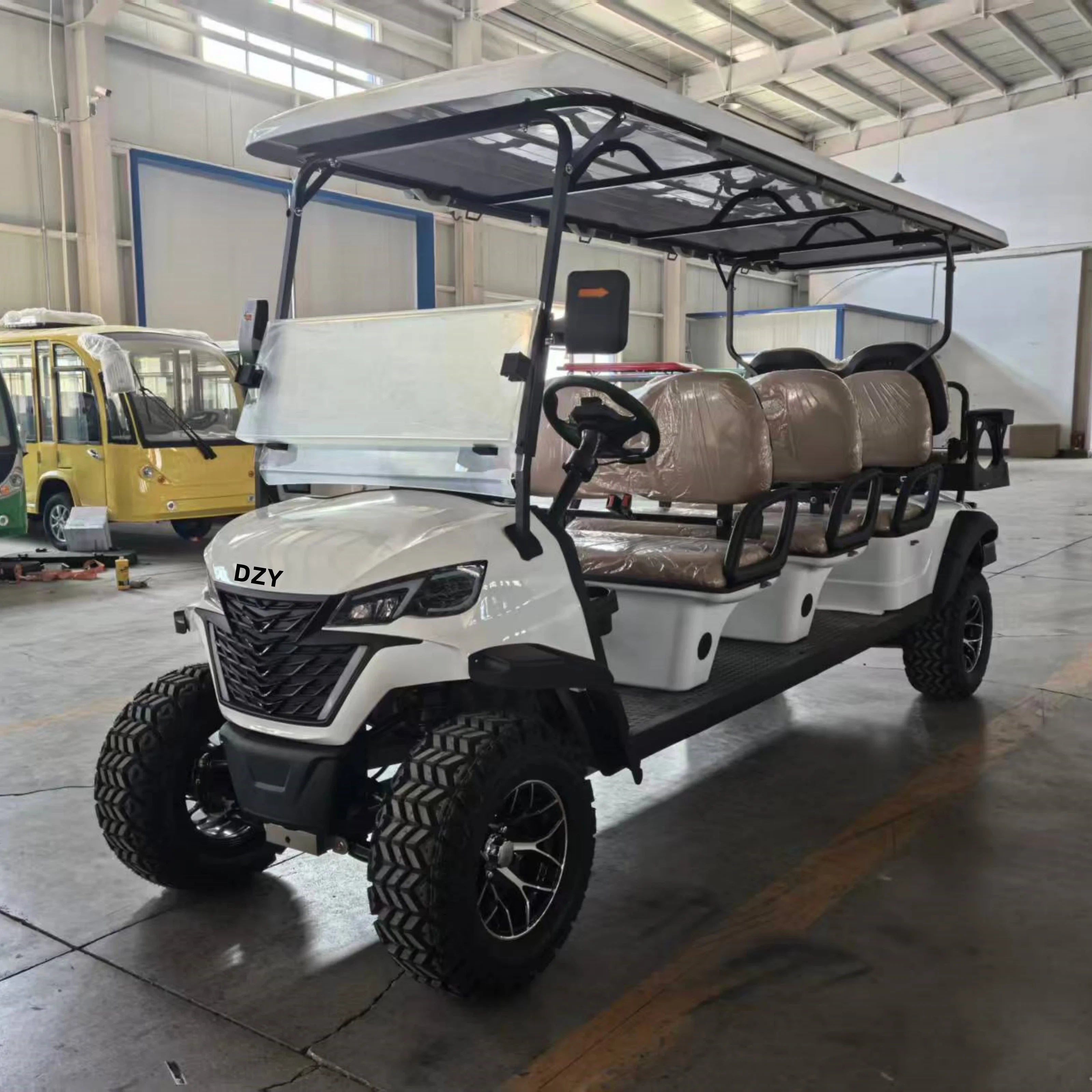 Energy Saving Effect of Manufacturer's 4+2 Seat Electric off-Road Vehicle, Four-Wheel Golf Cart    Truck with a trailer attached