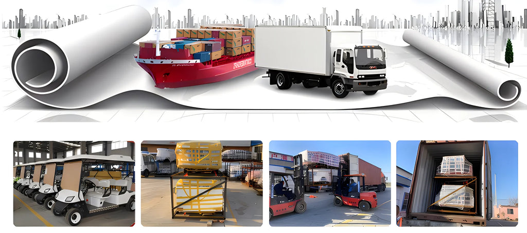 Energy Saving Effect of Manufacturer's 4+2 Seat Electric off-Road Vehicle, Four-Wheel Golf Cart    Truck with a trailer attached